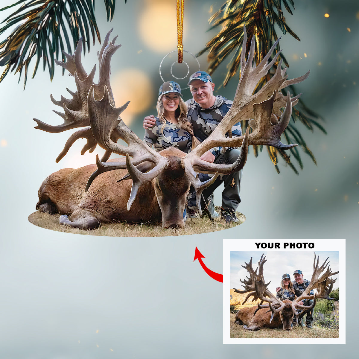 Wild Hunt Capture Personalized Photo Mica Ornament Christmas Gift For Hunting Lovers
