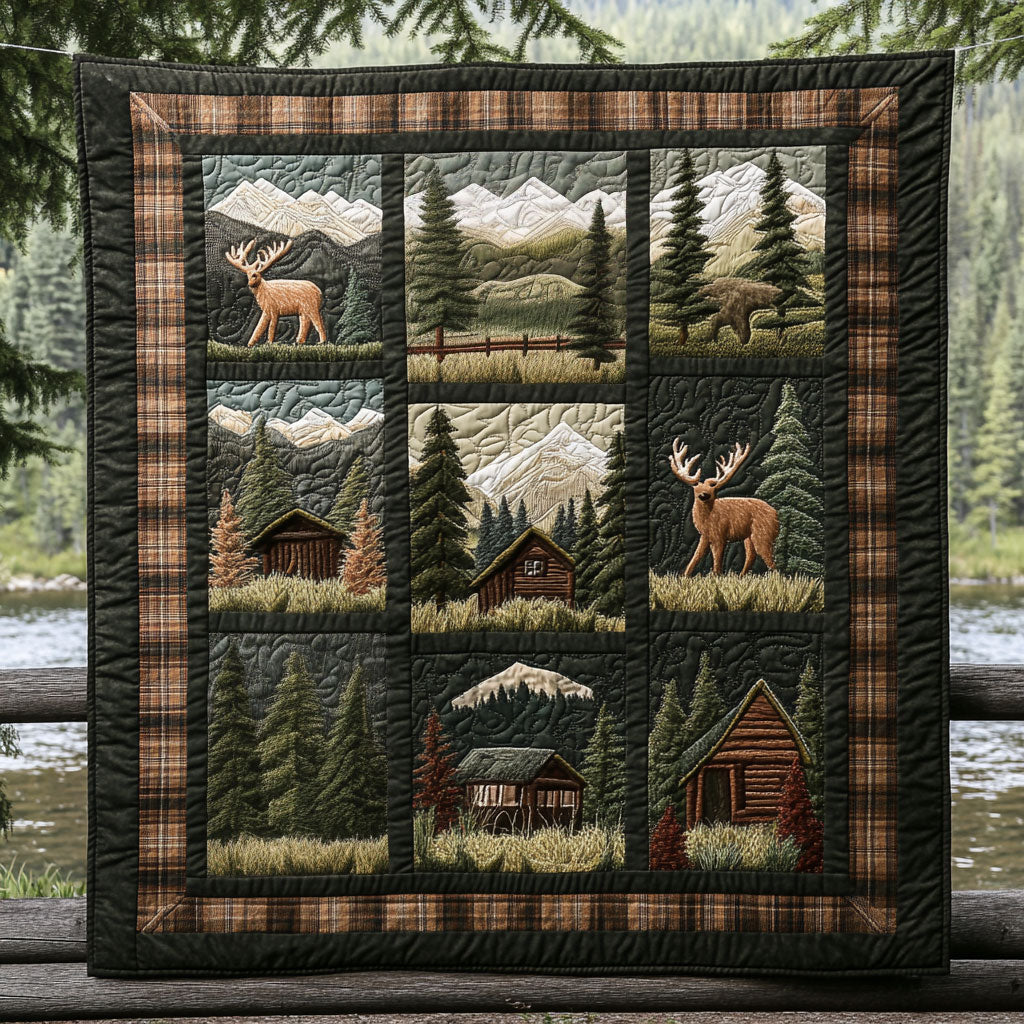 Wild Hunter's Cabin Quilted Blanket Throws For Couch Mother In Law Xmas Gift Ideas