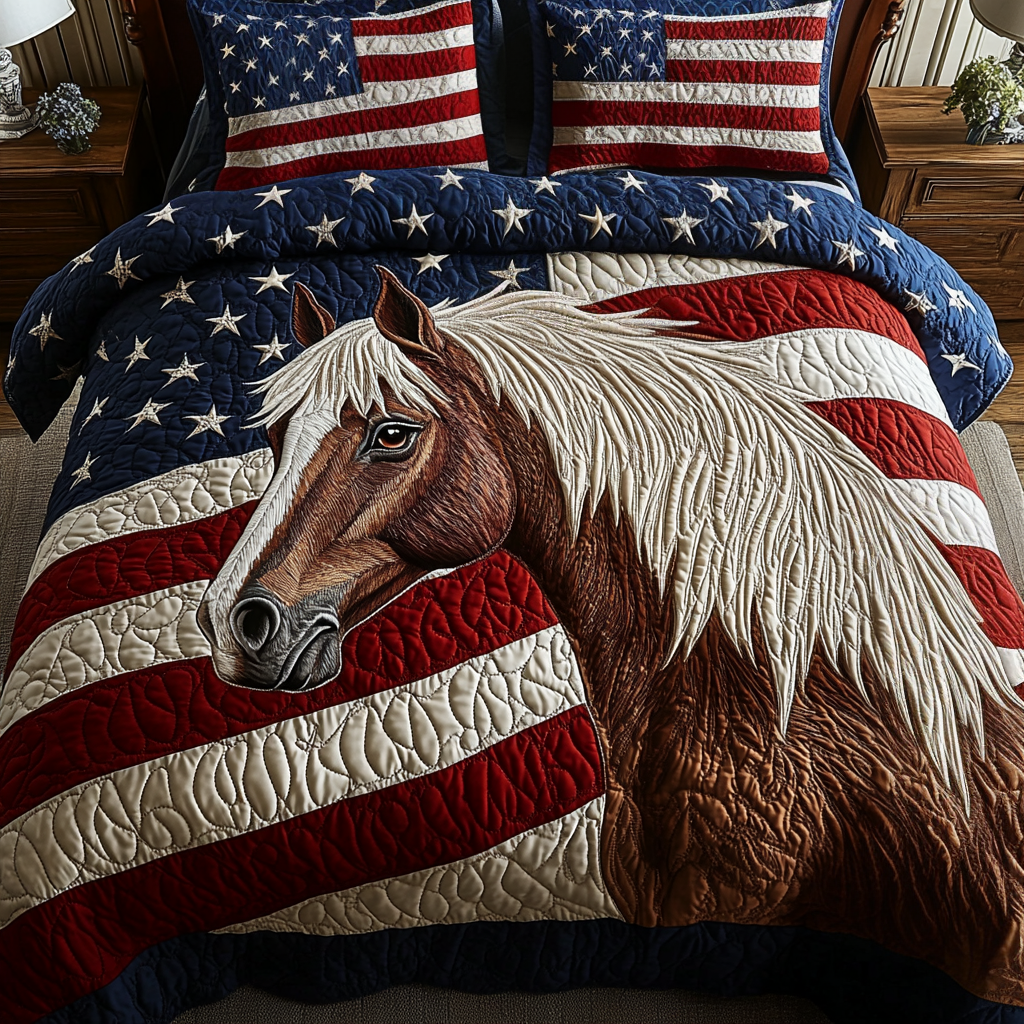 Wild Liberty Quilted Bedding Set Cute Bedroom Decor Horsey Christmas Gifts