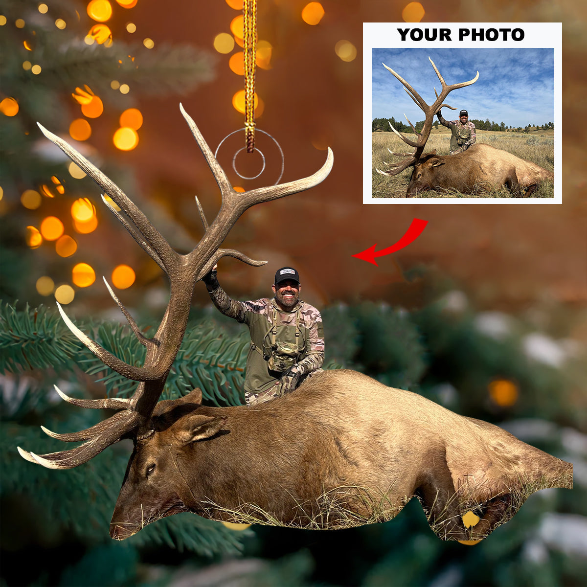 Wild Life Pursuit Personalized Photo Mica Ornament Gift For Hunting Lovers