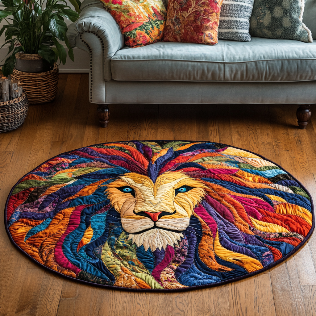 Wild Lion Quilted Round Mat Foyer Decor Ideas Presents For People Who Love Lions