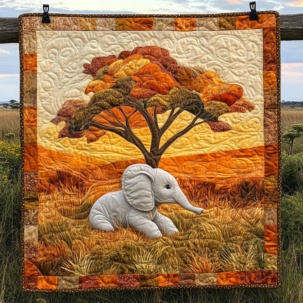 Wild Little One Quilted Blanket Cute Throw Blanket Presents For People Who Love Elephants