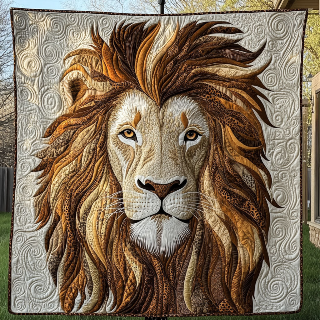 Wild Majesty Quilted Blanket Christmas Throw Blanket Lion Gifts For Adults