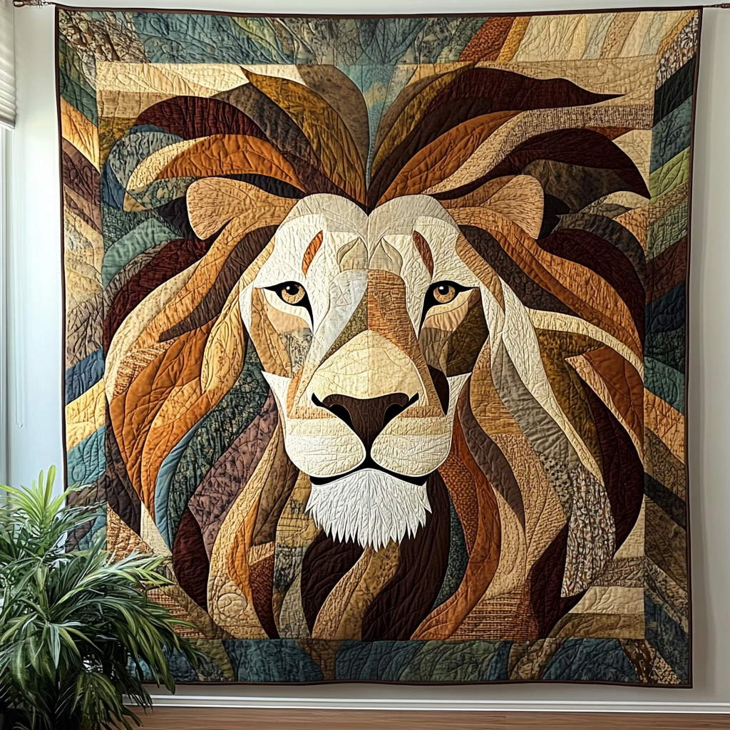 Wild Majesty Quilted Blanket Lion Blanket Gift For Animal Lover