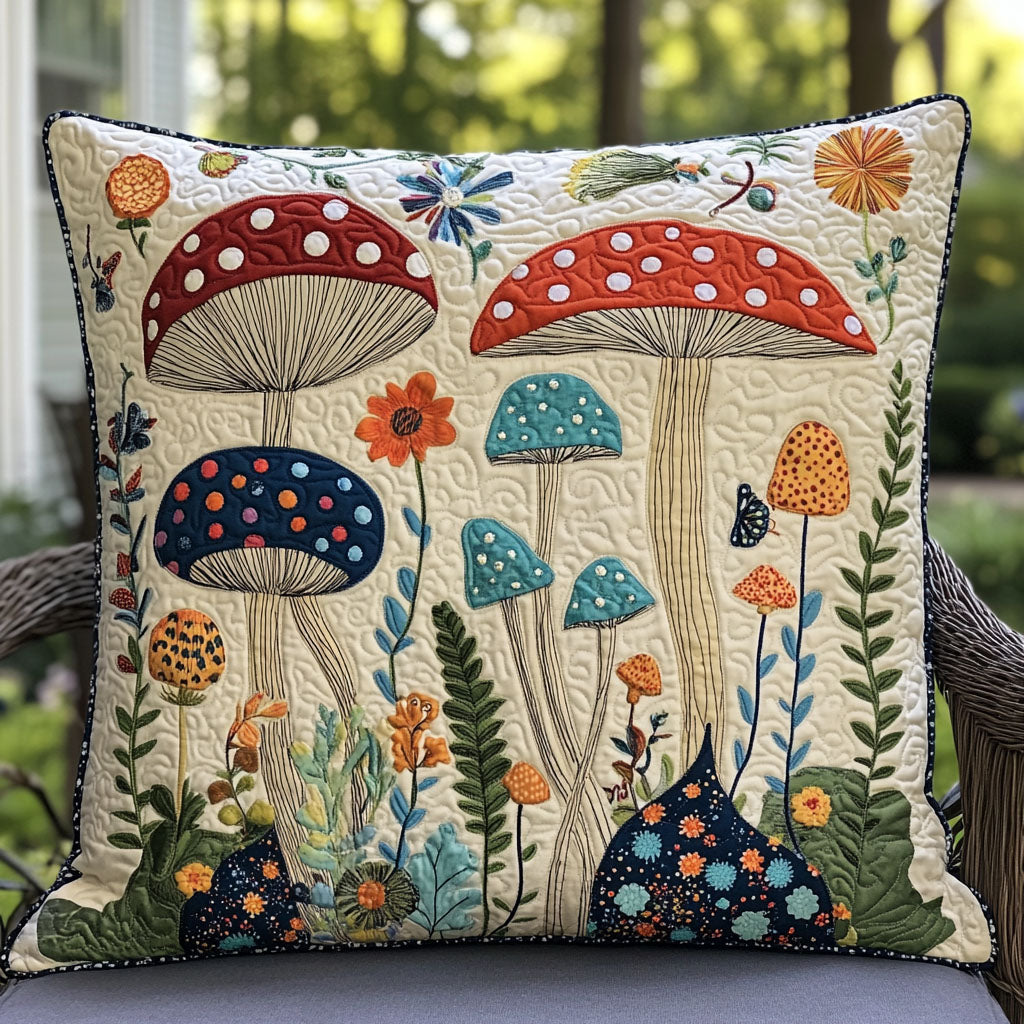 Wild Mushrooms Quilted Pillow Case Throw Pillow Cases Gifts For Mushroom Lovers