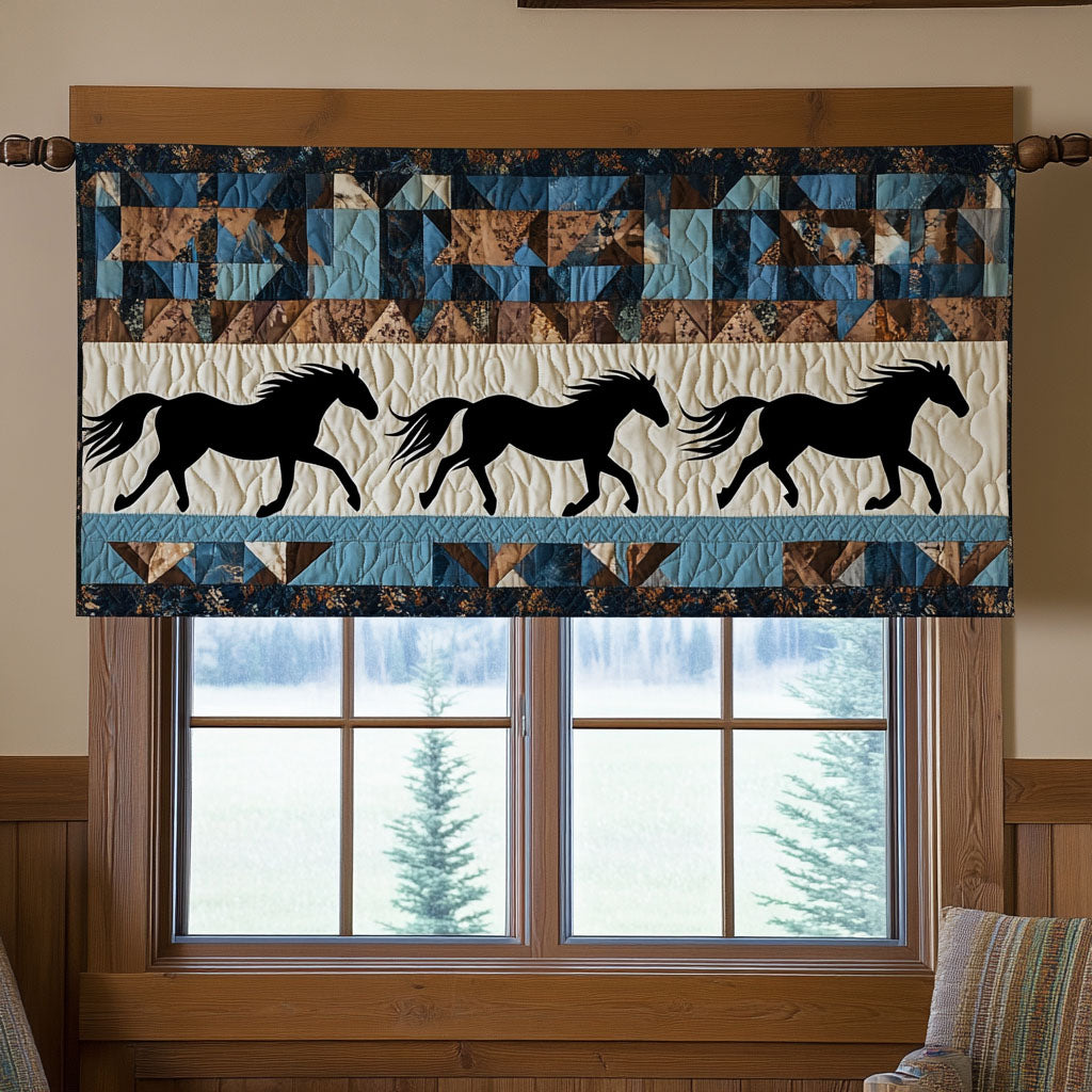 Wild Mustang Charm Quilted Valance Handmade Quilted Valance Gift Ideas For 40Th Birthday Woman