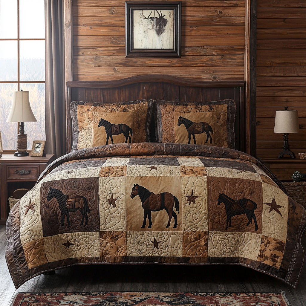 Wild Mustang Quilted Bedding Set Bedroom Decor Ideas Cowboy Theme Gifts