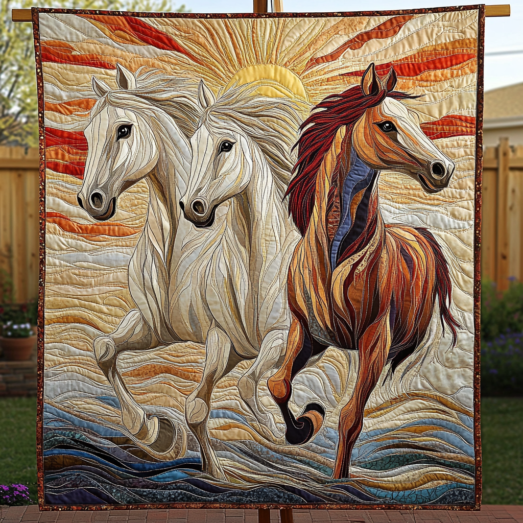 Wild Mustang Quilted Blanket Great Gifts For Horse Lovers