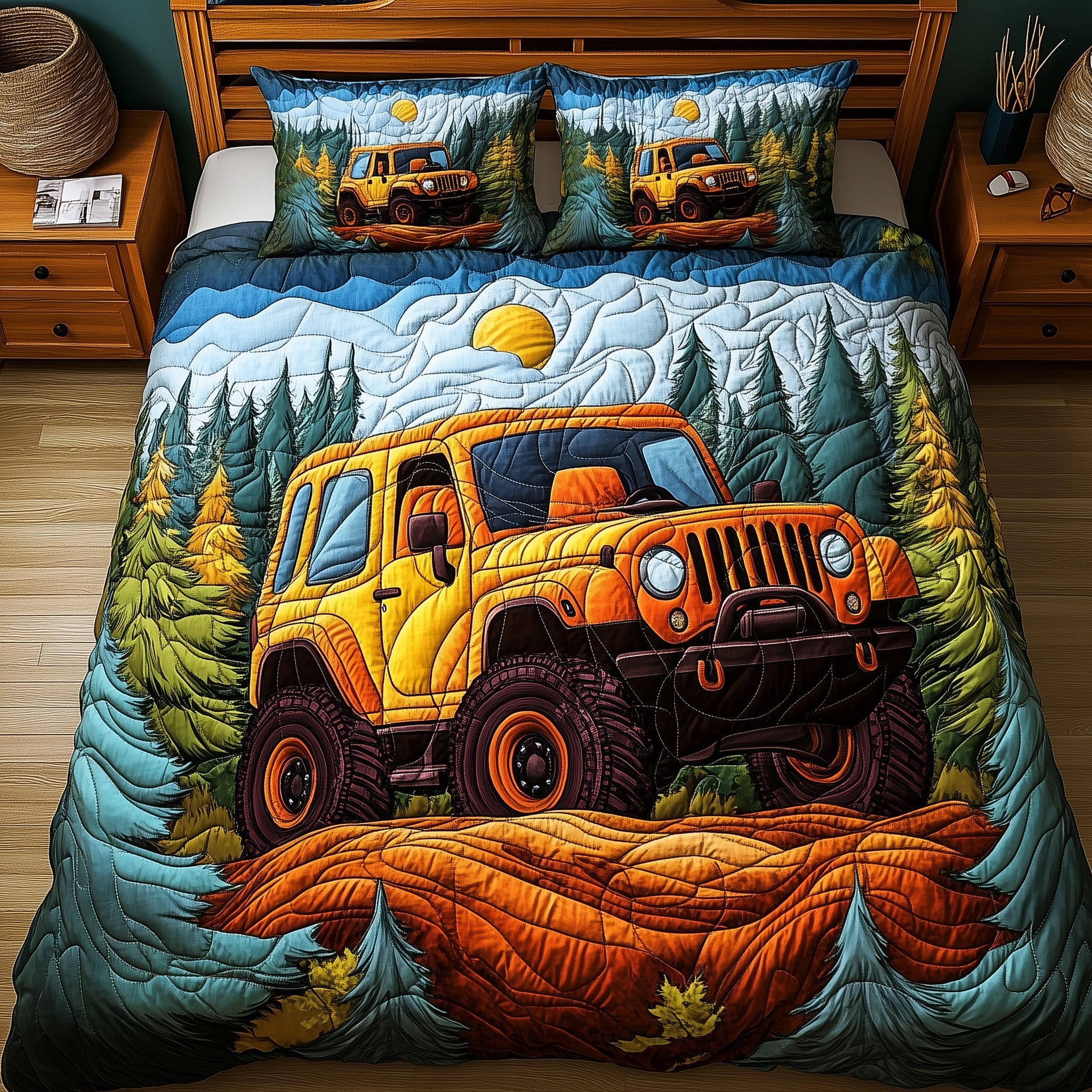 Wild Offroad Quilted Bedding Set Duvet Cover Merchandise Gifts For Jeep Owners Christmas