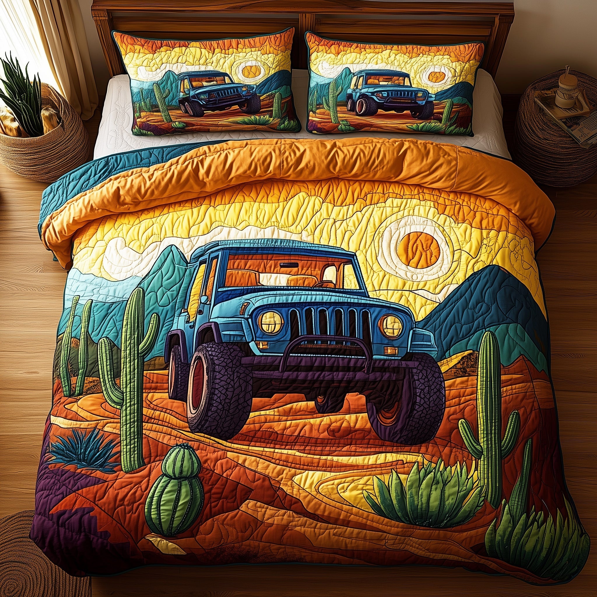 Wild Offroad Quilted Bedding Set Duvet Cover Merchandise Jeep Gifts For Her Christmas