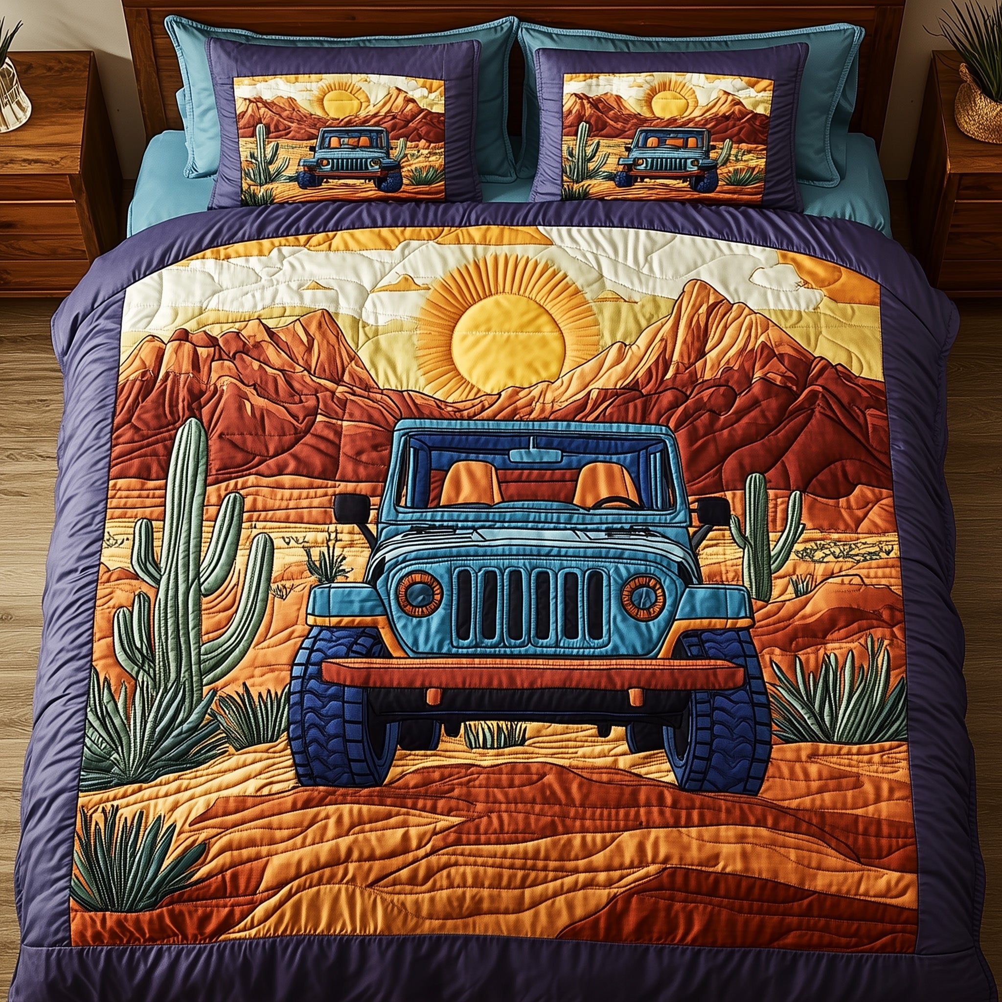 Wild OffRoad Quilted Bedding Set Duvet Cover Merchandise Jeep Stuff For Her