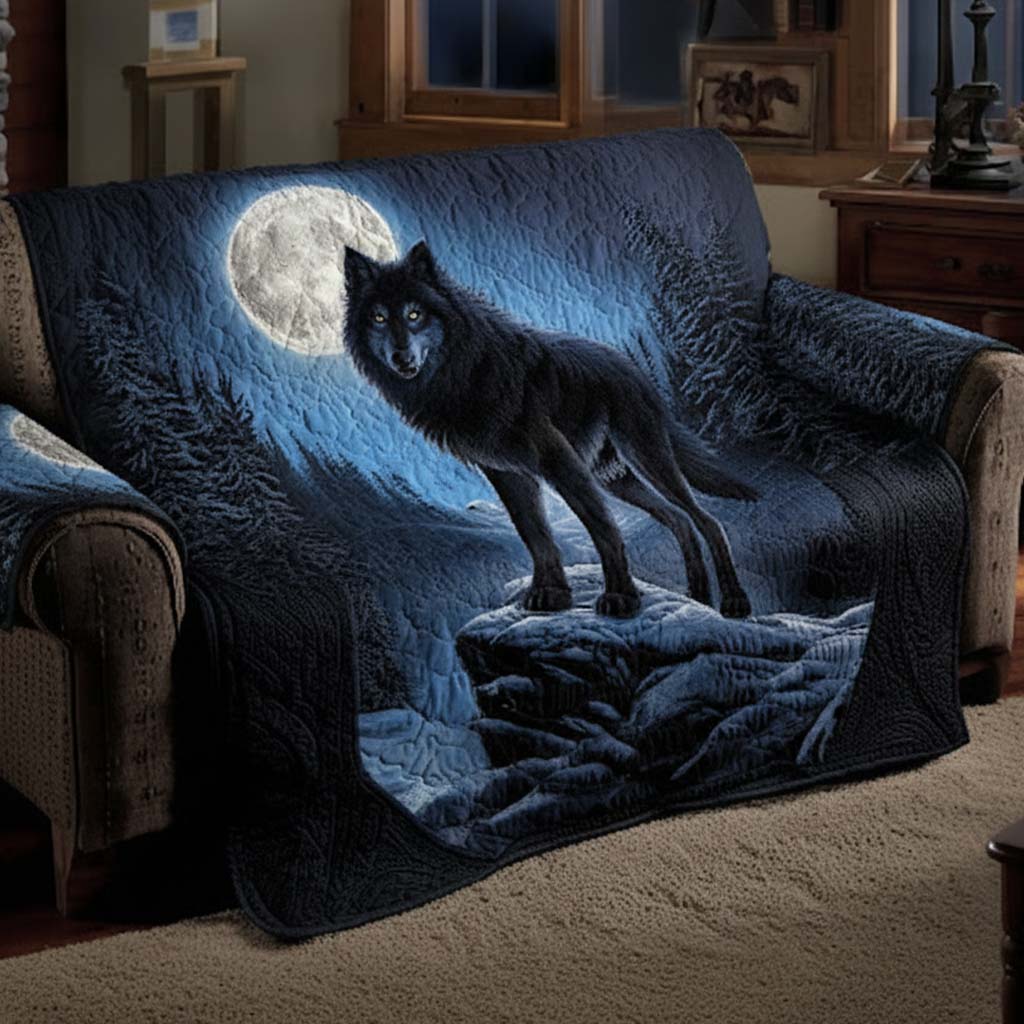 Wild Pack Quilted Sofa Cover Living Room Decorations Unique Gifts For Wolf Lovers