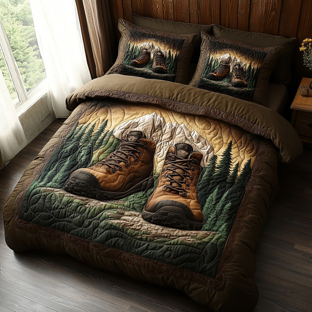 Wild Path Quilted Bedding Set Bed Room Decoration Gifts For Hiking Lovers