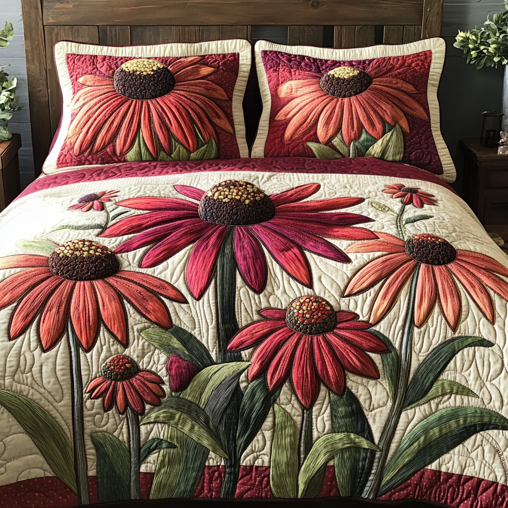 Wild Petals Quilted Bedding Set Floral Duvet Cover Birthday Presents For Mum