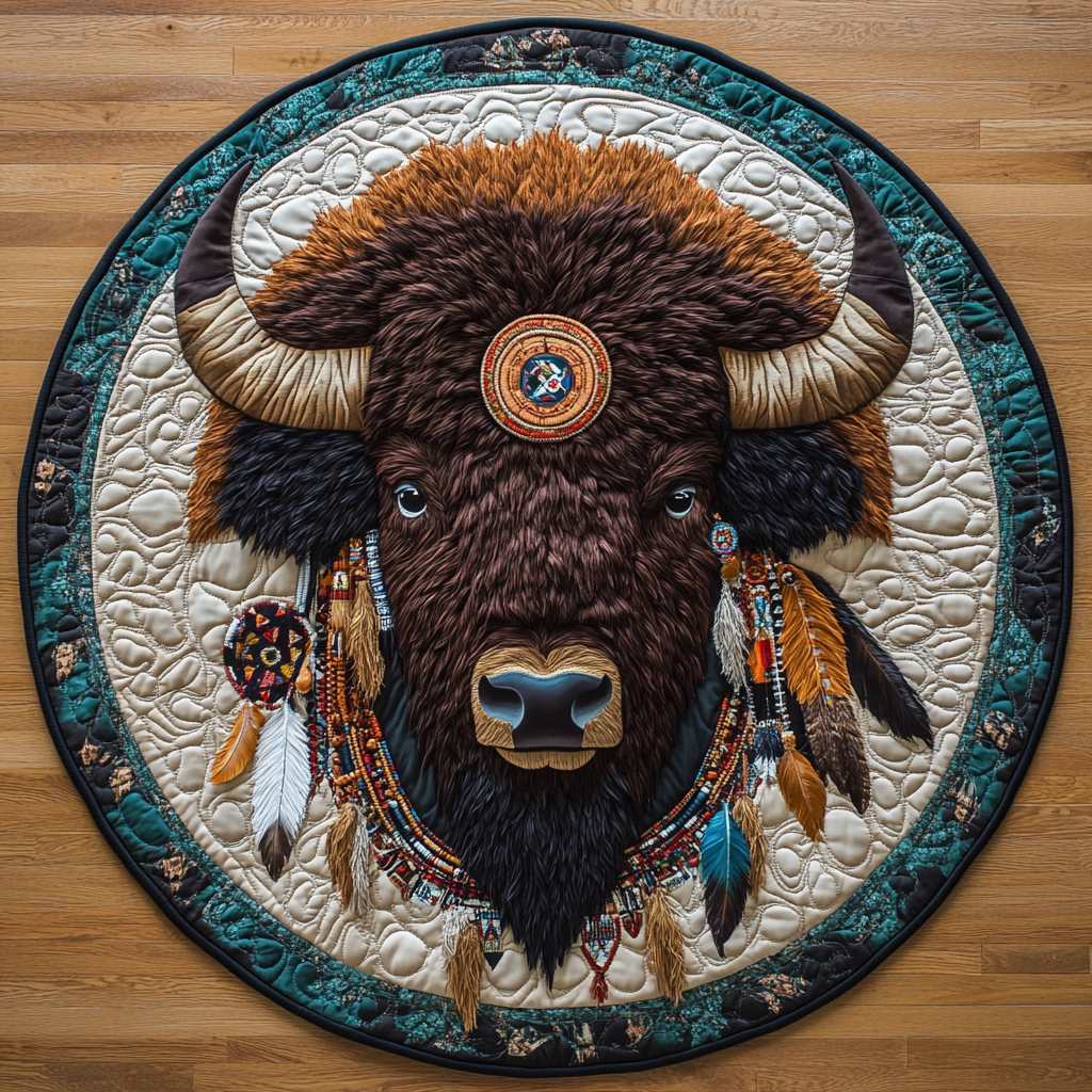 Wild Plains Quilted Round Mat Outdoor Decor Gifts For Hobby Farmers