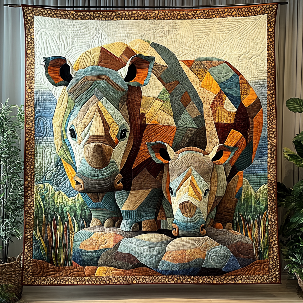 Wild Plains Rhino Quilted Blanket Cute Animal Blanket