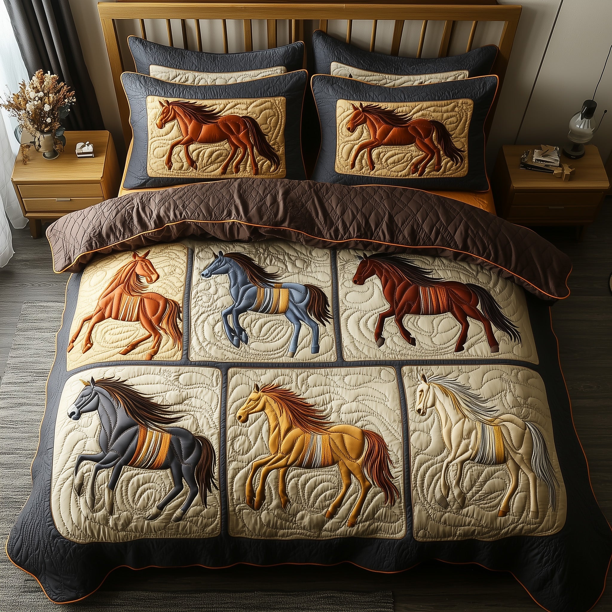 Wild Prairie Horse Quilted Bedding Set Duvet Cover Bed Sheet Cool Horse Gifts