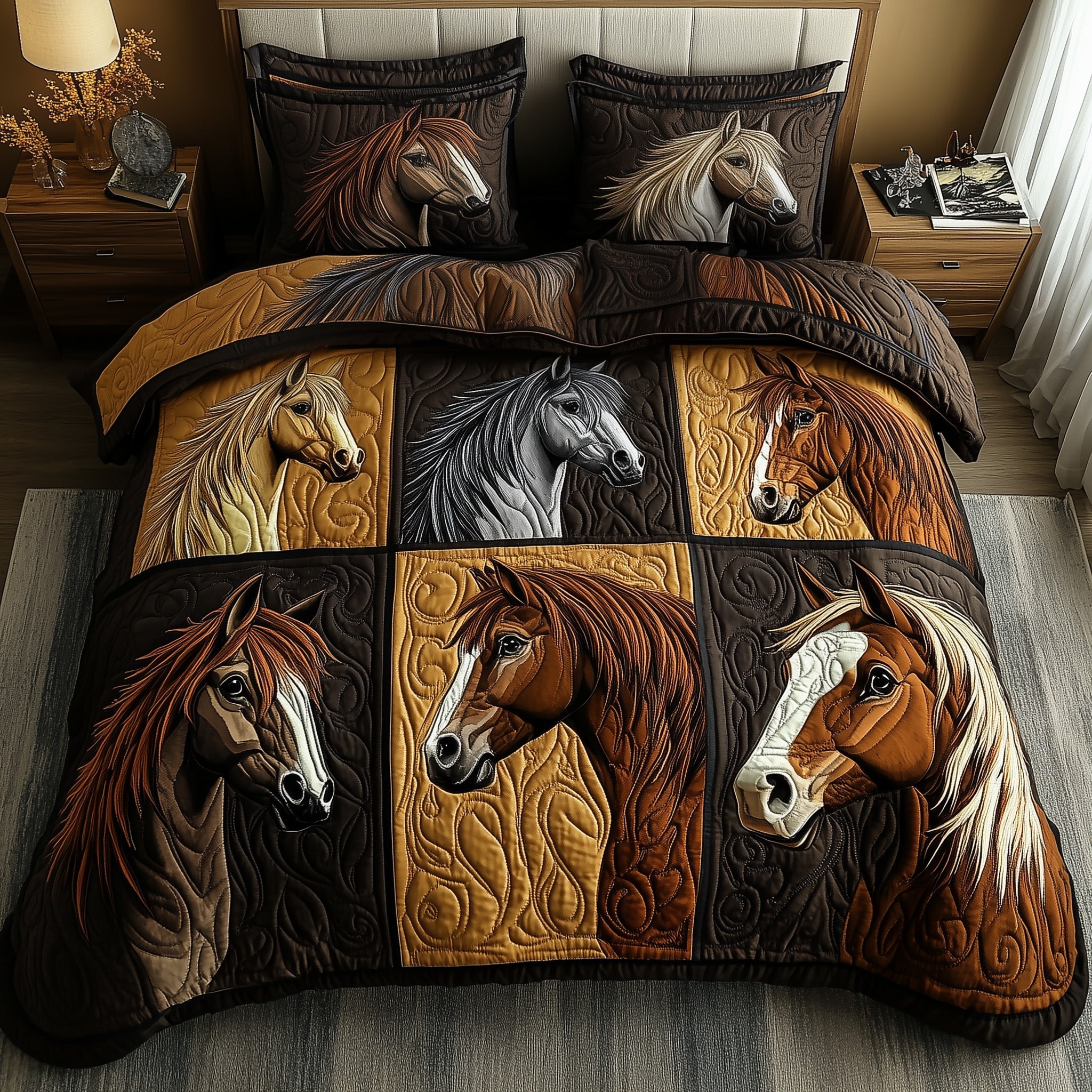 Wild Prairie Horse Quilted Bedding Set Duvet Cover Bed Sheet Gift Ideas For A Horse Loving Woman