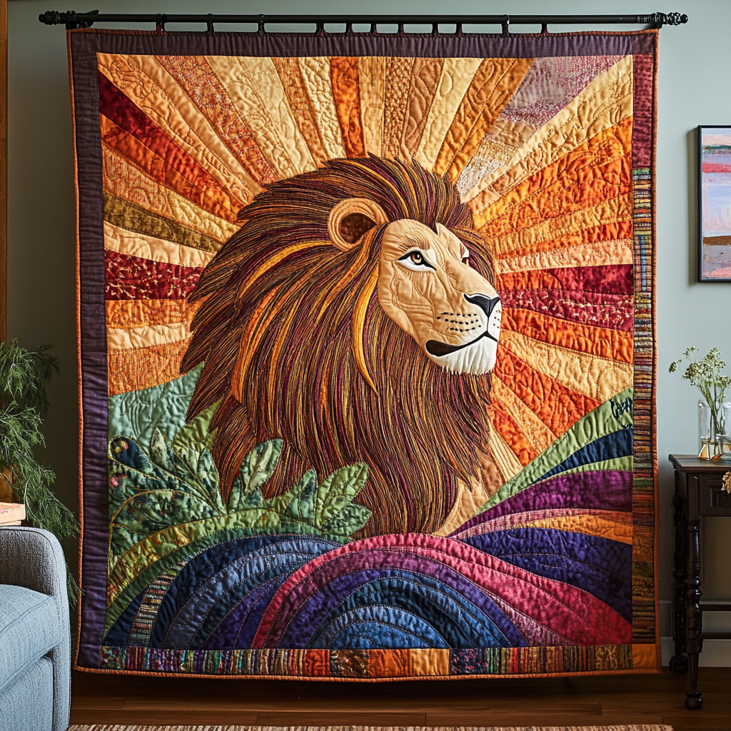 Wild Pride Quilted Blanket Cute Throw Blanket Christmas Presents For Lion Lovers