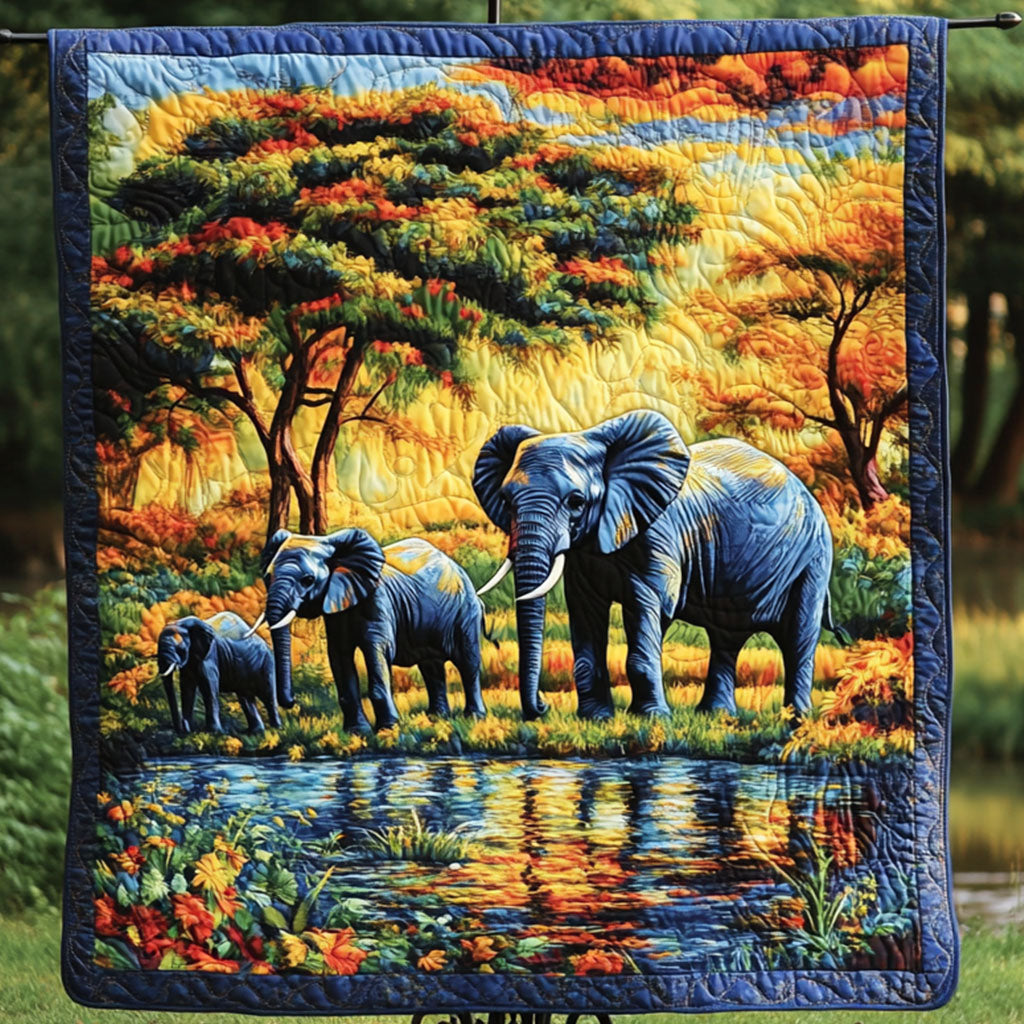 Wild Reflections Quilted Blanket Best Throw Blanket Elephant Love Gifts For Her