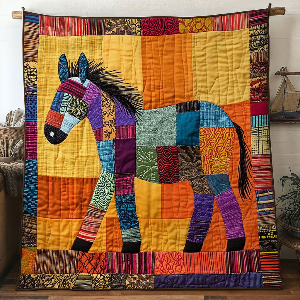 Wild Rhythm Donkey Quilted Blanket Queen Size Blanket Cool Family Gifts For Christmas