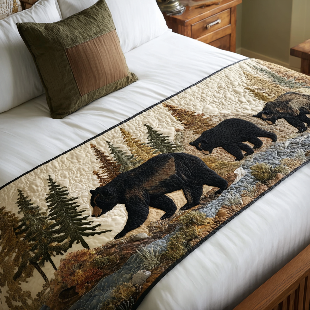 Wild River Run Quilted Bed Runner Bedroom Decorations Nature Lover Gift Ideas