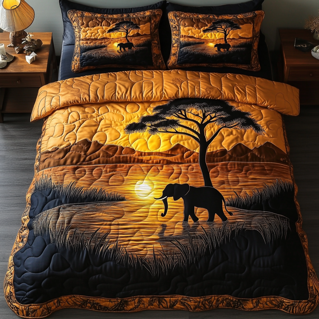 Wild Safari Quilted Bedding Set Bed Decor Ideas Best African American Gifts