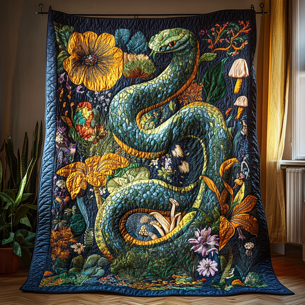 Wild Snake Xmas Quilted Blanket Blanket Coolf Gifts For Married Couples