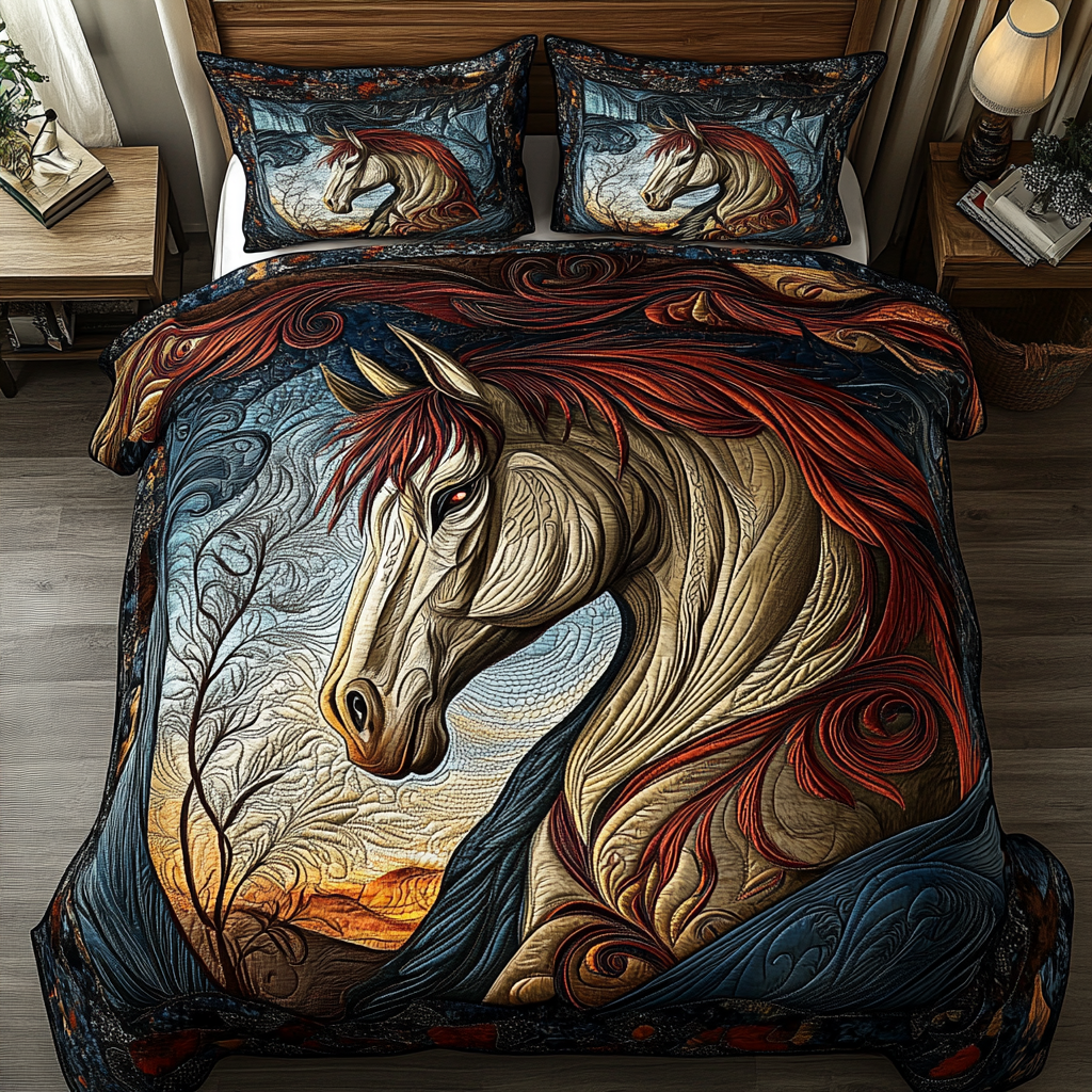 Wild Spirit Quilted Bedding Set Best Comforter Sets Gifts For The Horse Lover Woman