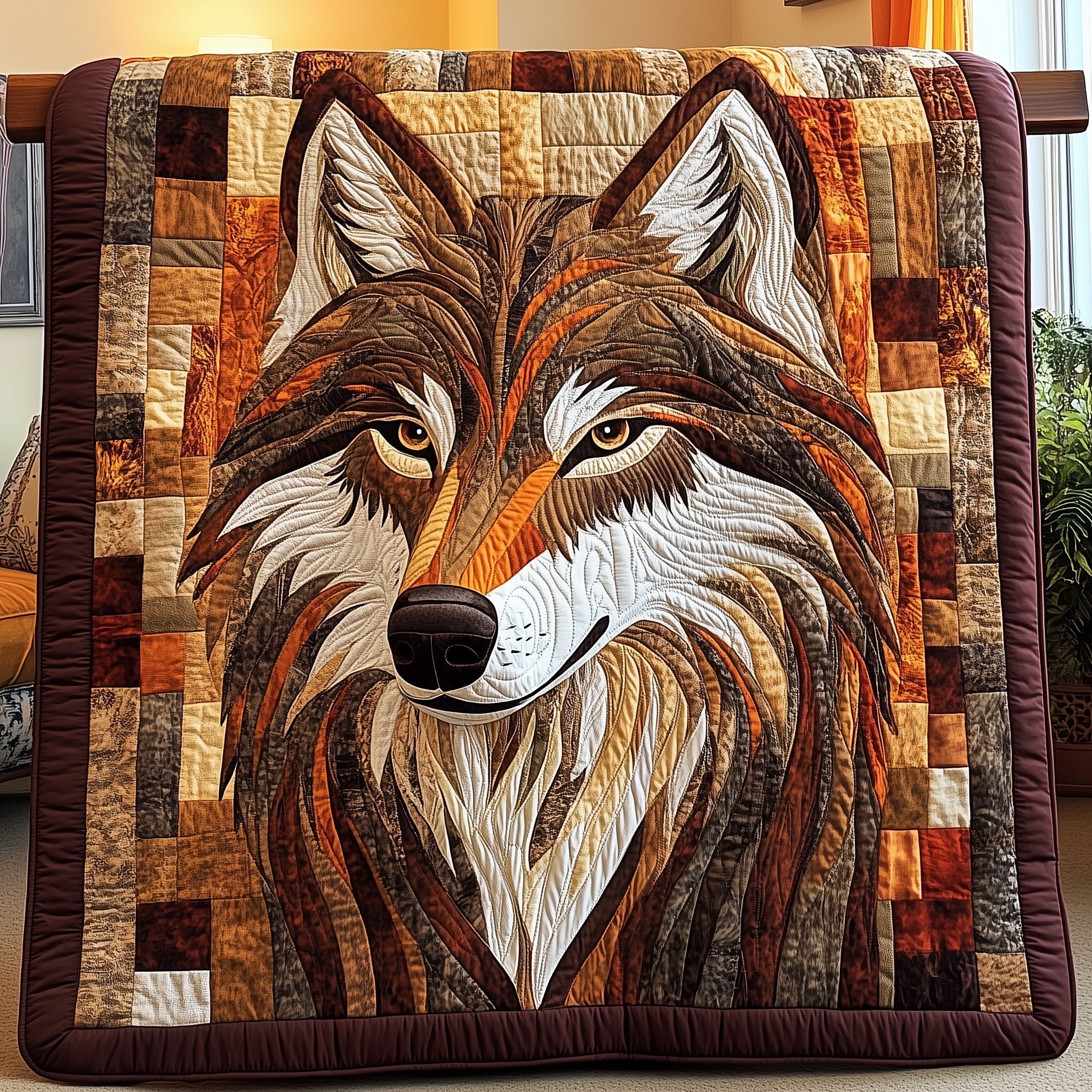 Wild Spirit Quilted Blanket Best Couch Throw BlanketPresents For Wolf Lovers
