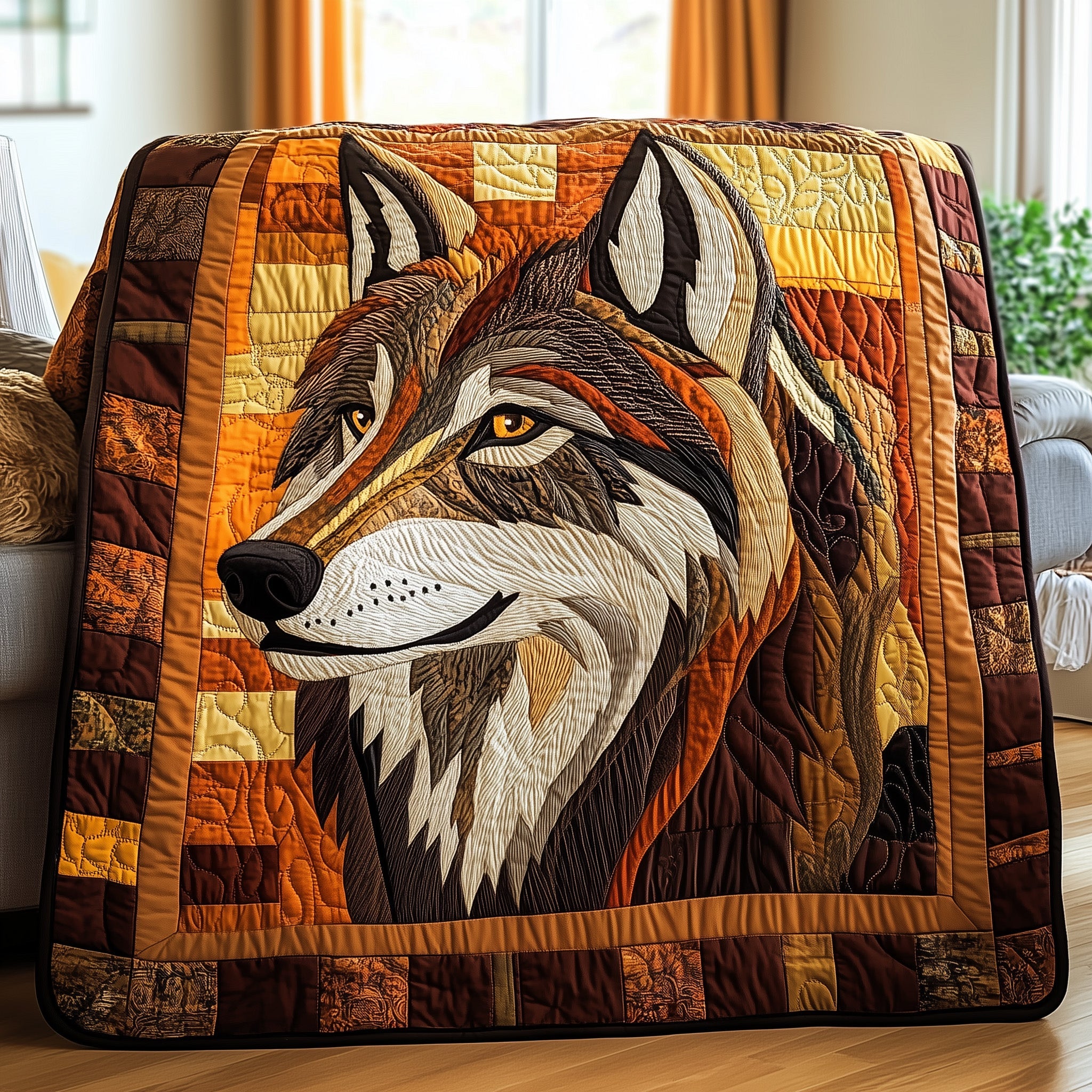 Wild Spirit Quilted Blanket Best Couch Throw BlanketWolf Themed Gift Items