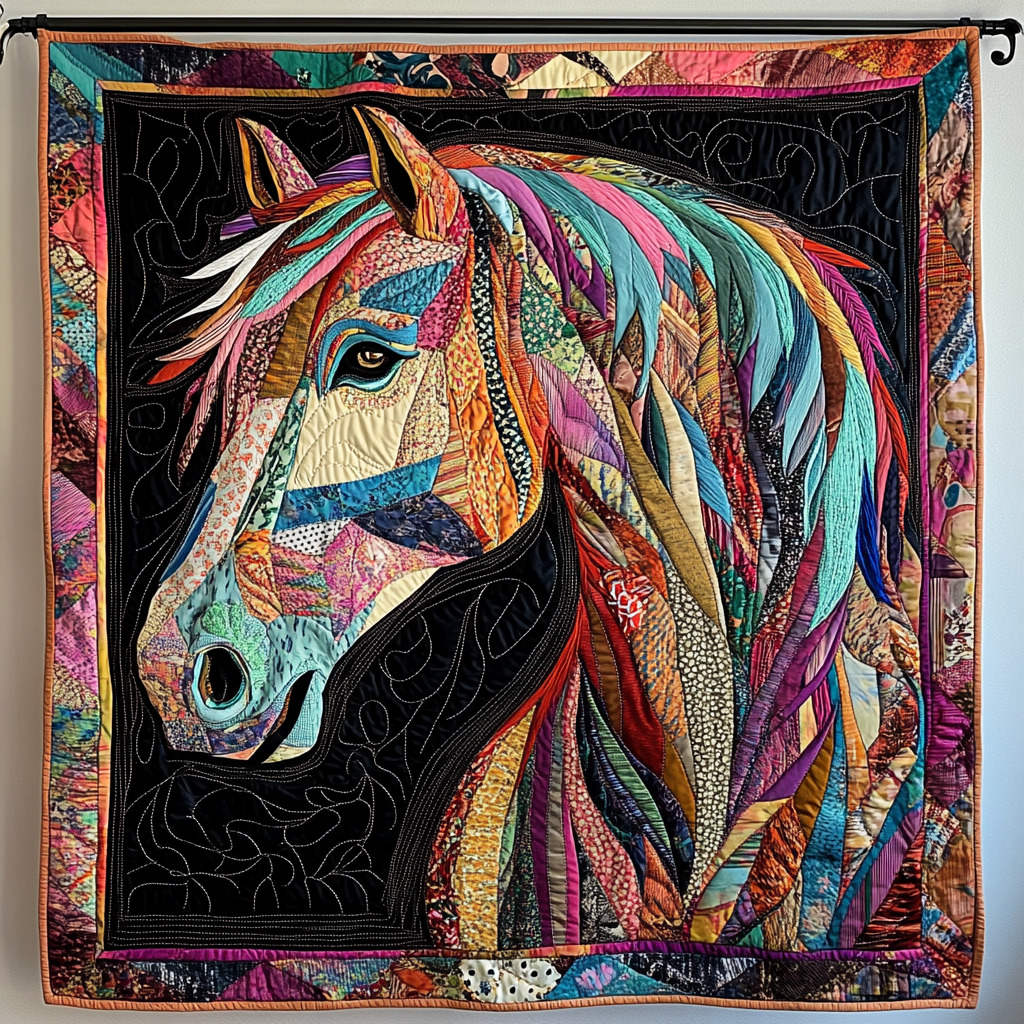 Wild Spirit Quilted Blanket Cool Throw Blanket Unique Horse Gifts For Ladies