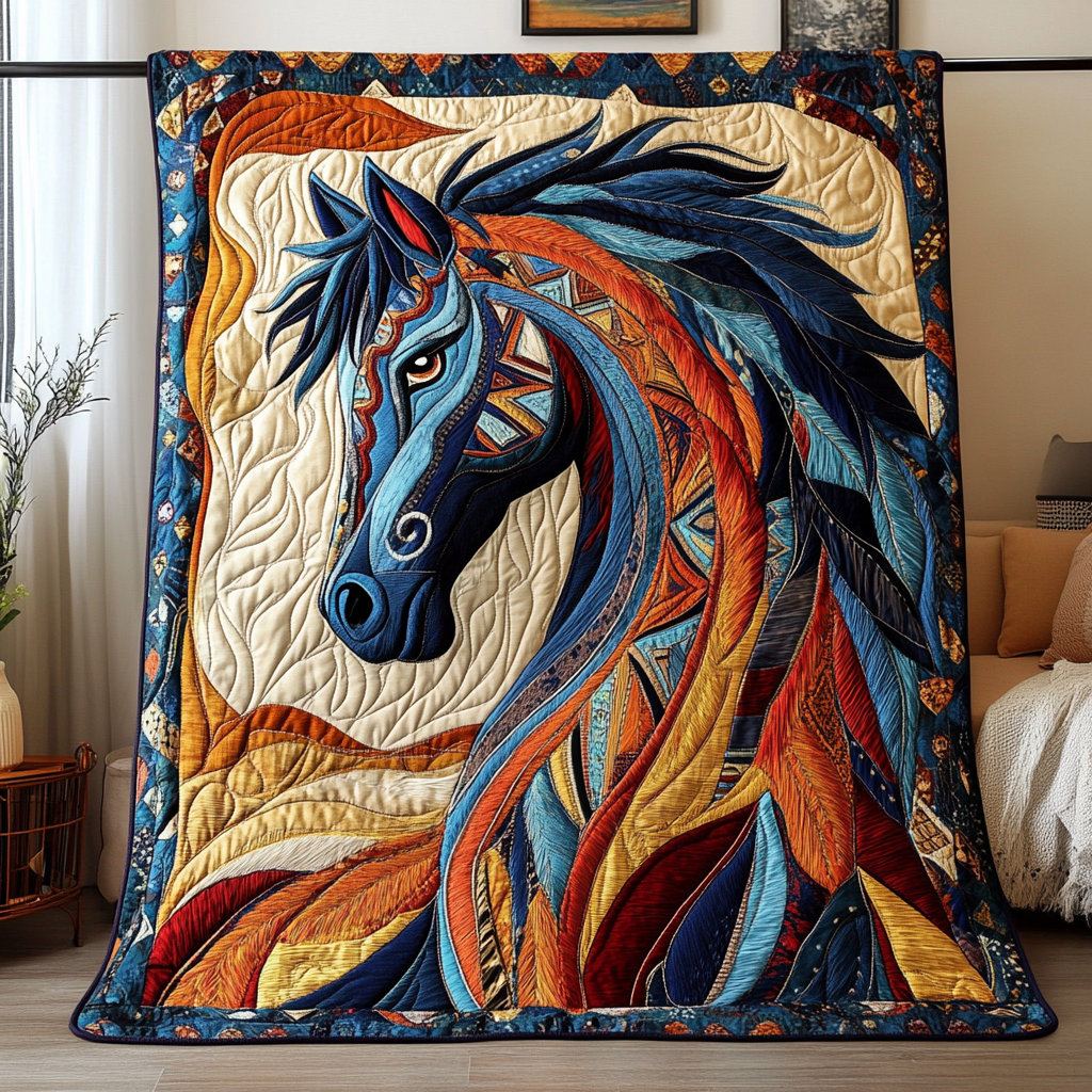 Wild Spirit Quilted Blanket Home Bedding Decor Christmas Gifts For Horse Owners