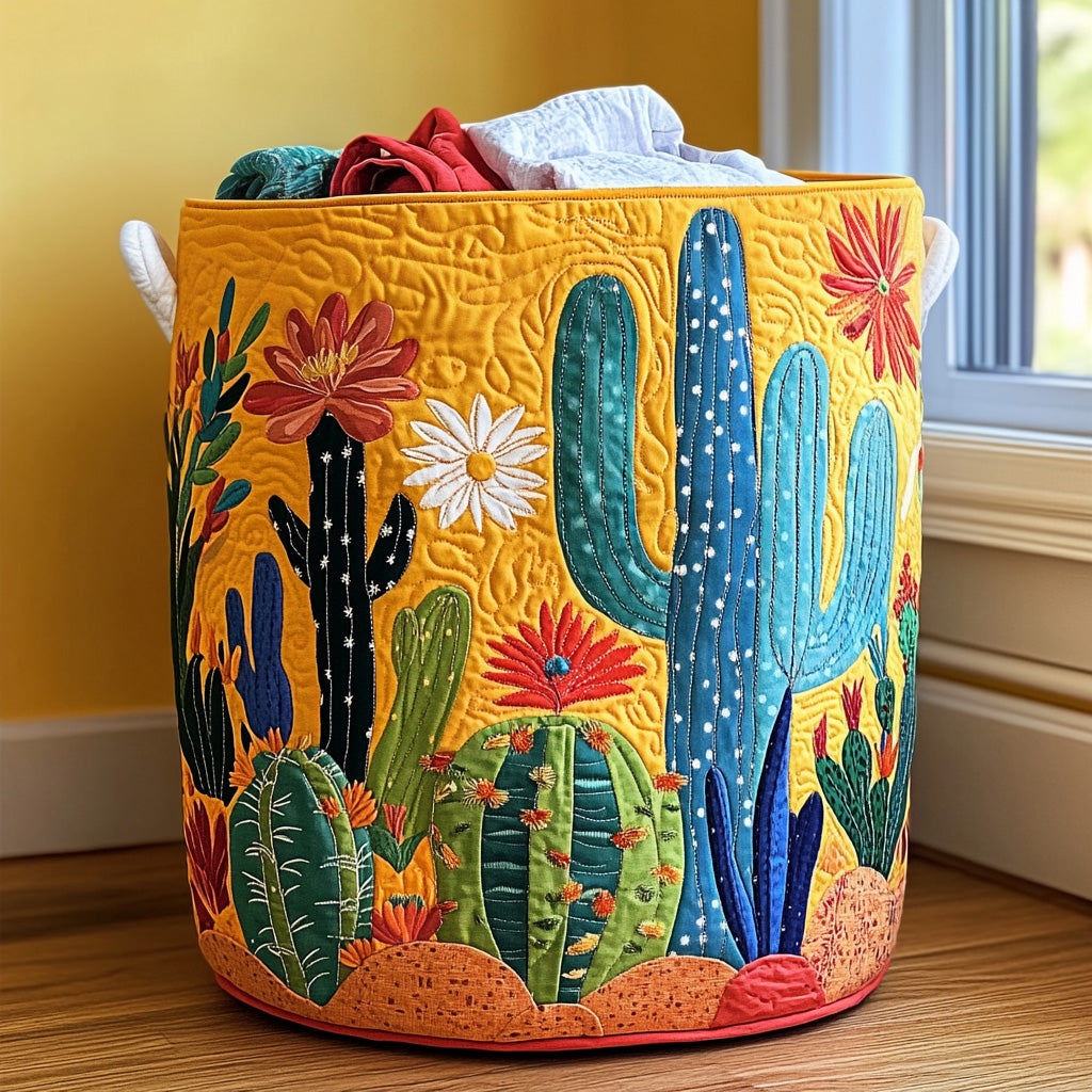 Wild Succulent Quilted Laundry Basket Mother's Day Merch Gift