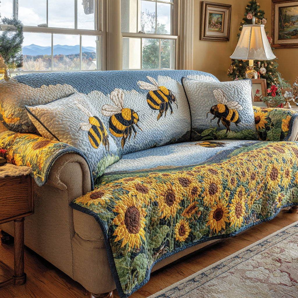 Wild Sunflower Quilted Sofa Cover Sofa Throw Cover Best Anniversary Gifts For Couples