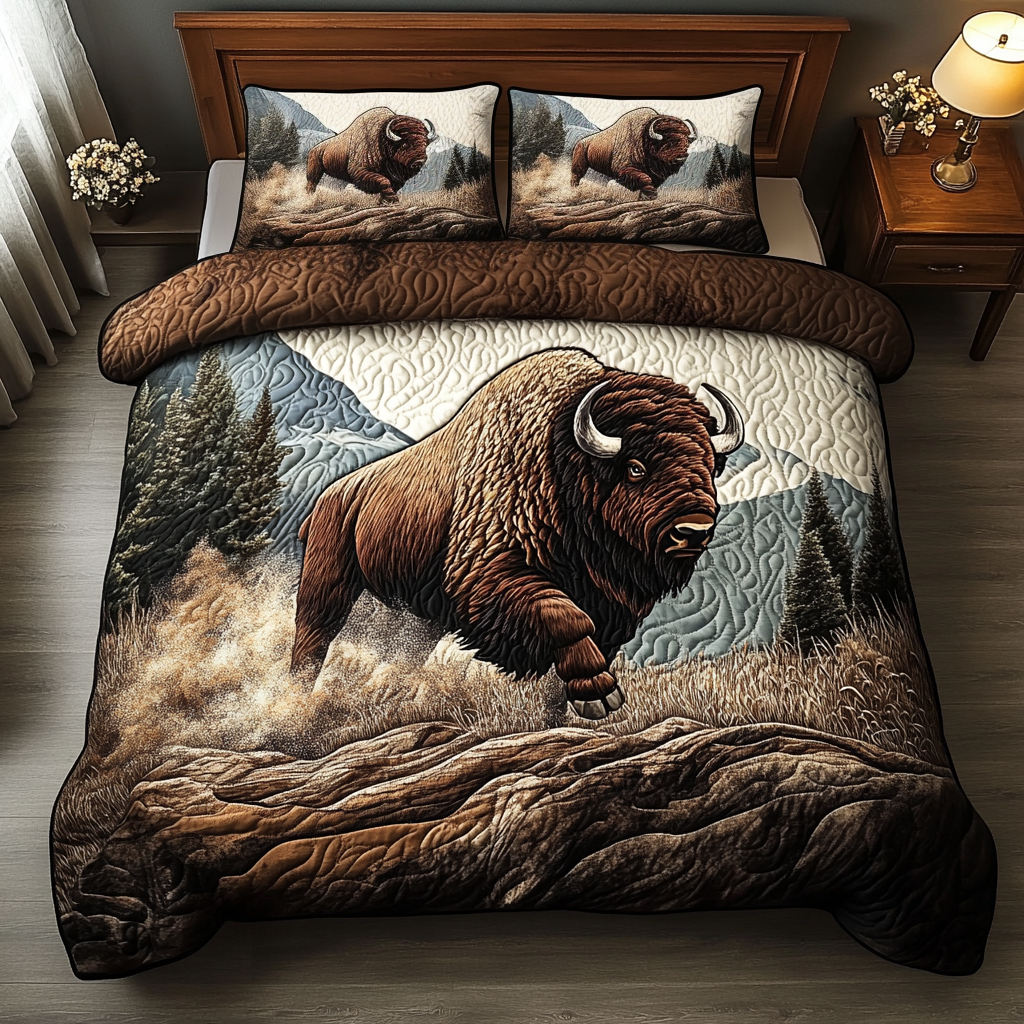 Wild Tapestry Quilted Bedding Set Holiday Duvet Cover Set Awesome Gifts For Bison Lovers