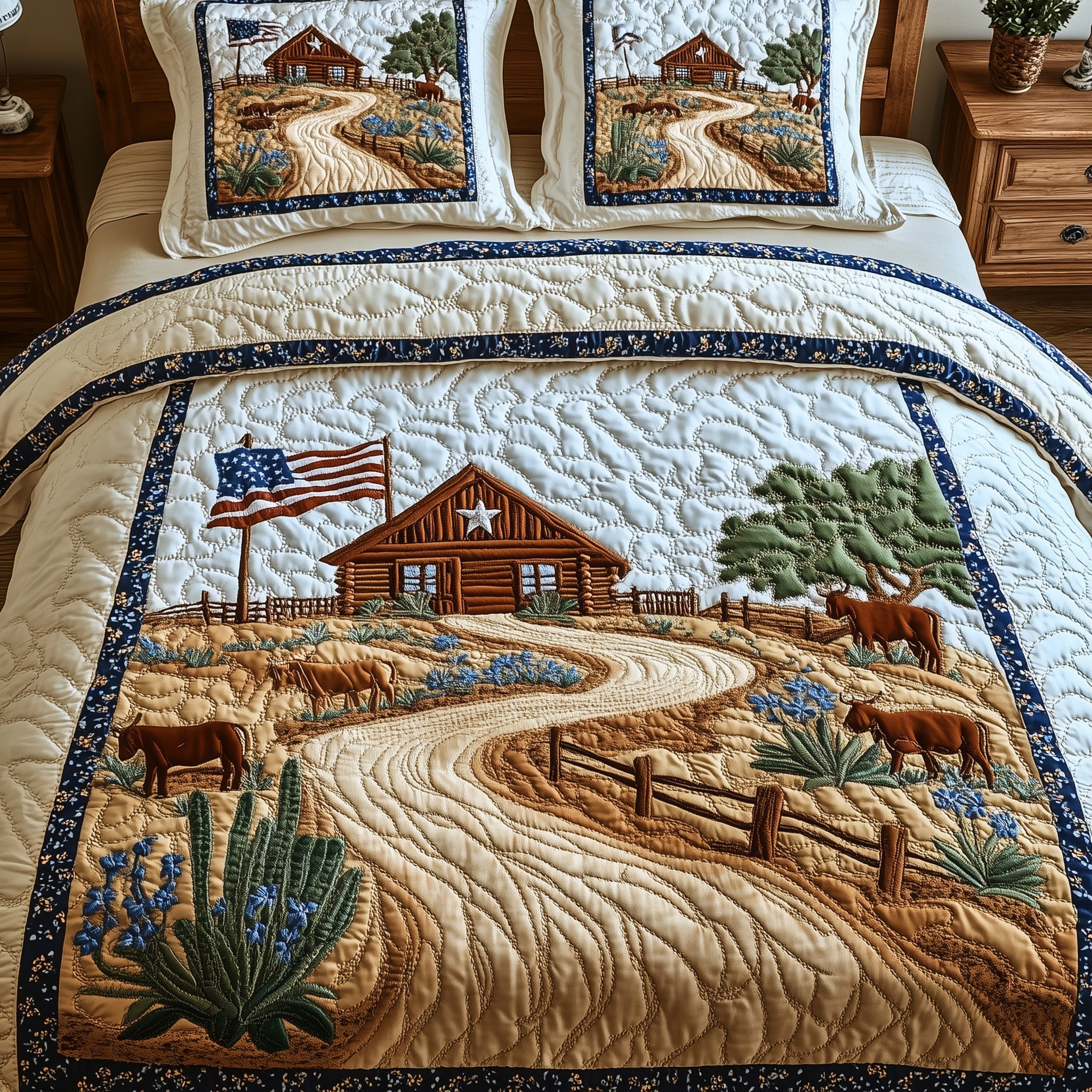 Wild Texas Dreams Quilted Bedding Set Duvet Cover Merchandise Best Cactus Gifts Plant