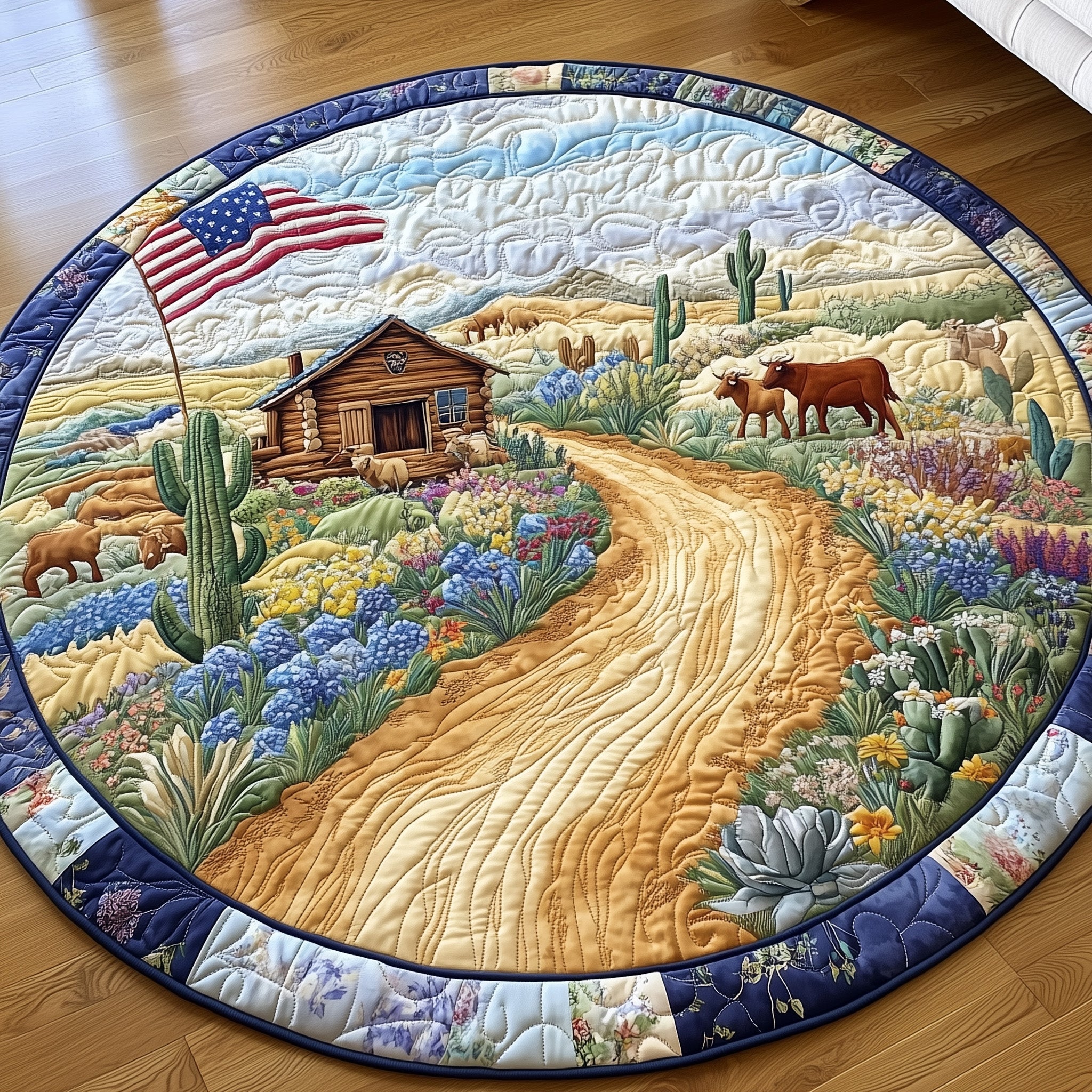 Wild Texas Dreams Quilted Round Mat Gftohd7713 Gift For Dad