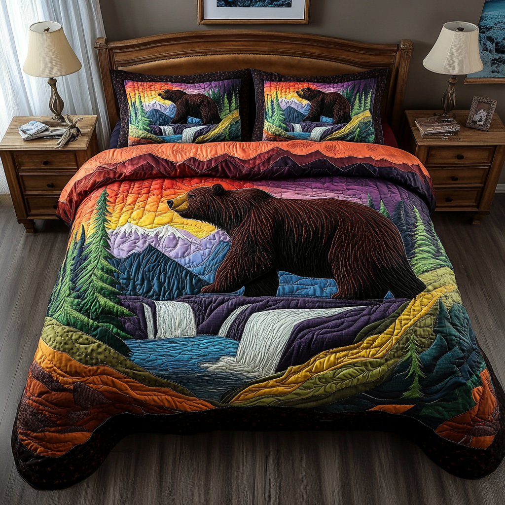 Wild Tracks Quilted Bedding Set Cozy Bedroom Decor Presents For Wildlife Enthusiasts
