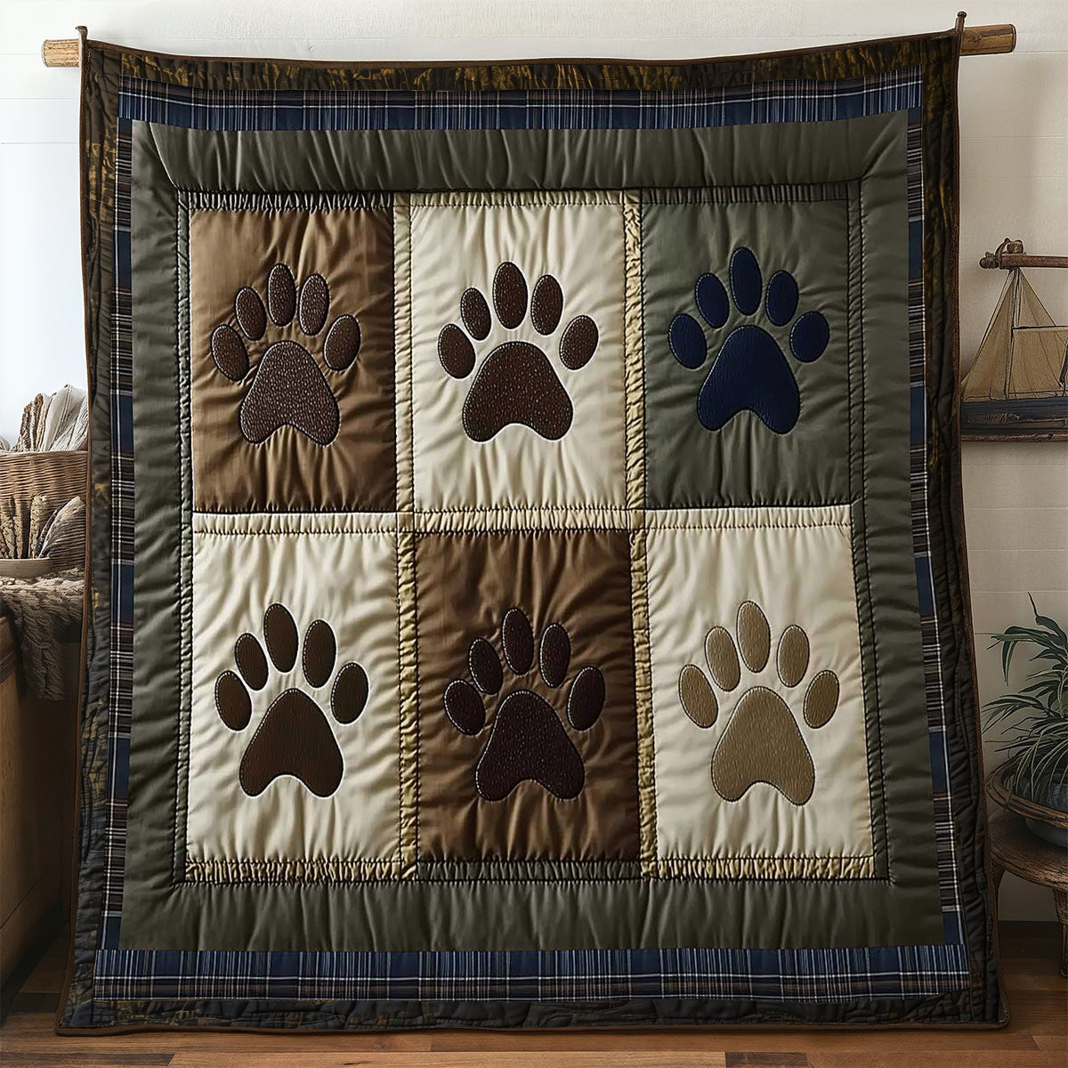 Wild Trail Paw Dog Quilt Premium Quilt Blanket Gift for Family Gatherings