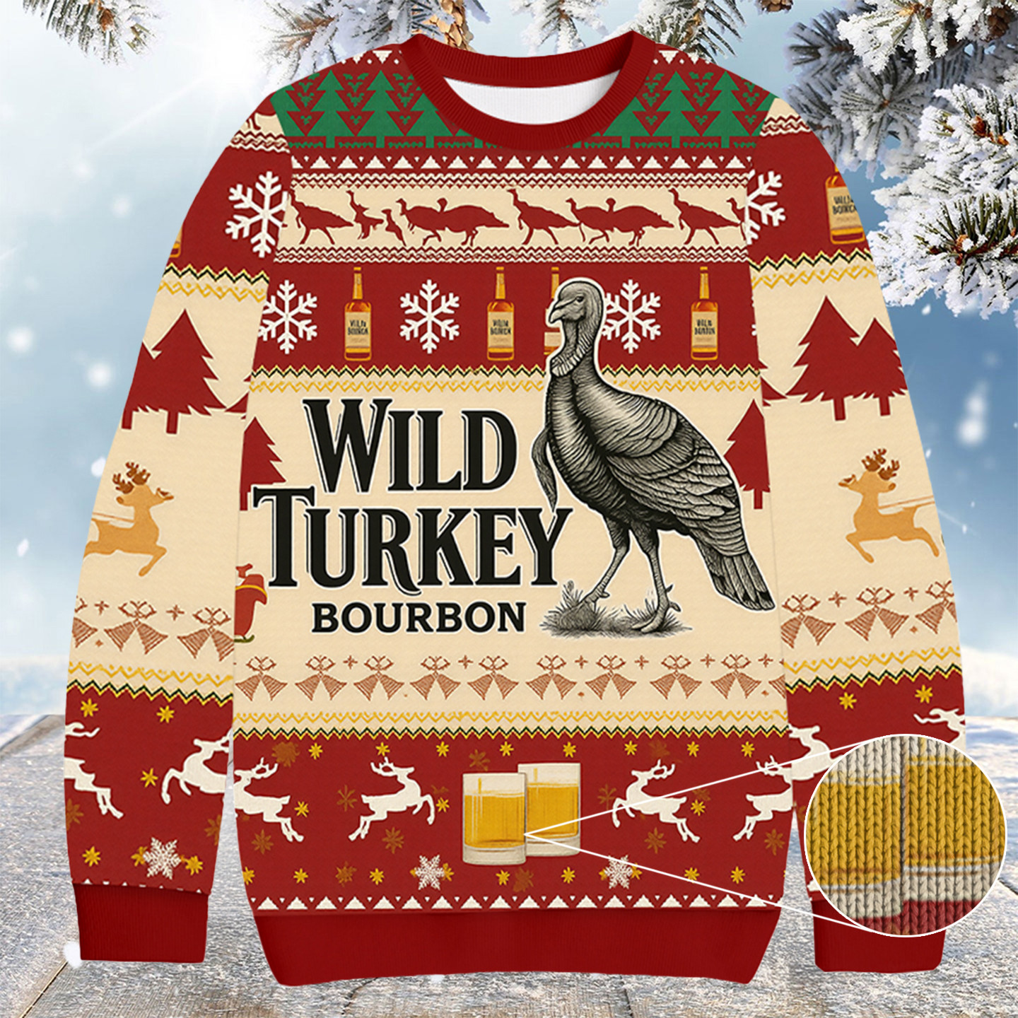 Wild Turkey Bourbon Whiskey Christmas Ugly Sweater Christmas Presents