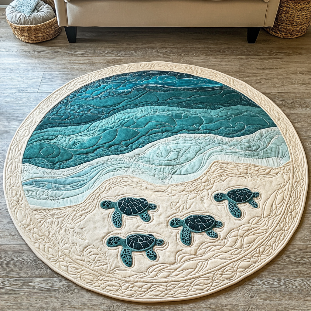 Wild Turtle Quilted Round Mat Christmas Decor For Entryway Turtle Gifts For Brothers