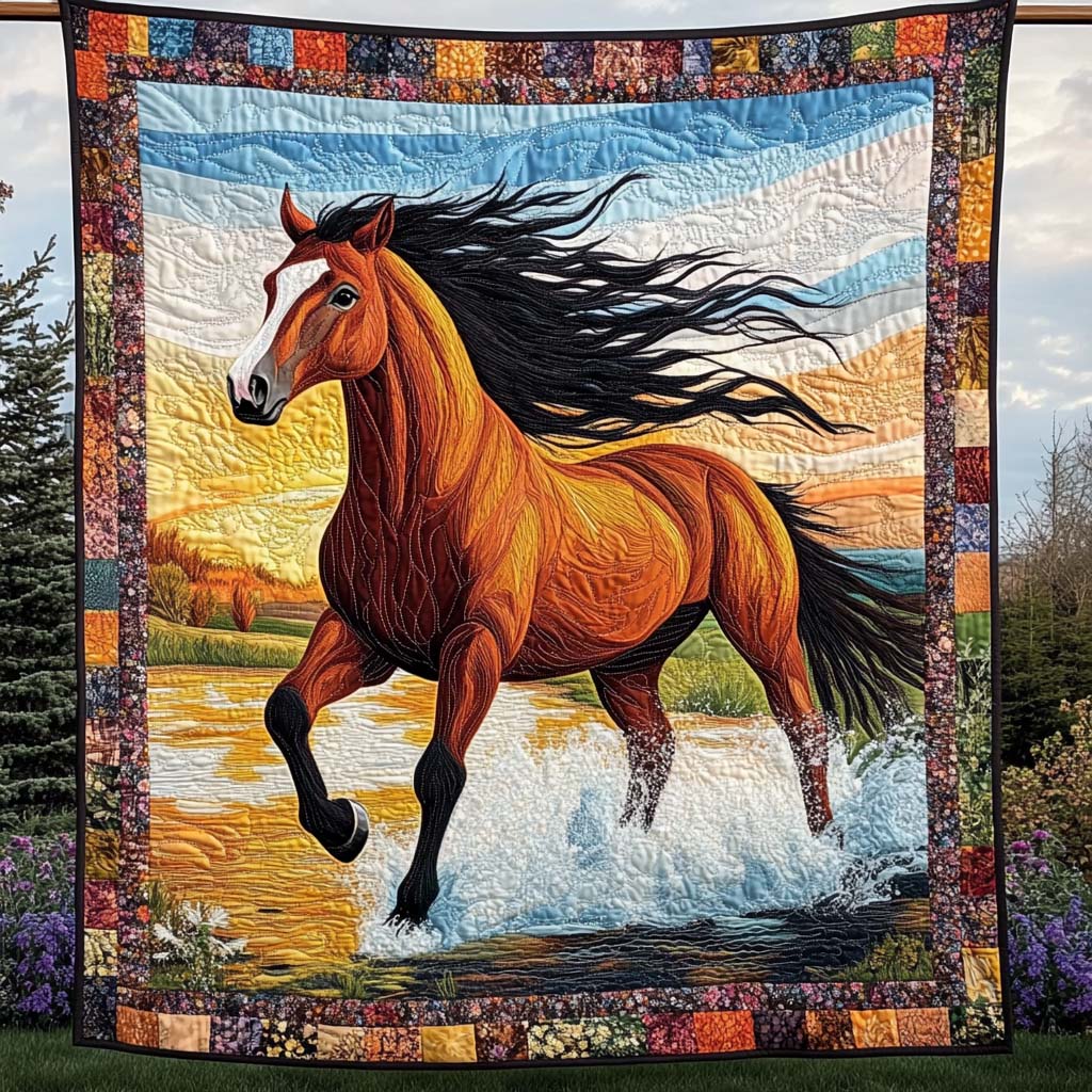 Wild Waters Quilted Blanket Equine Gifts For Horse Lovers
