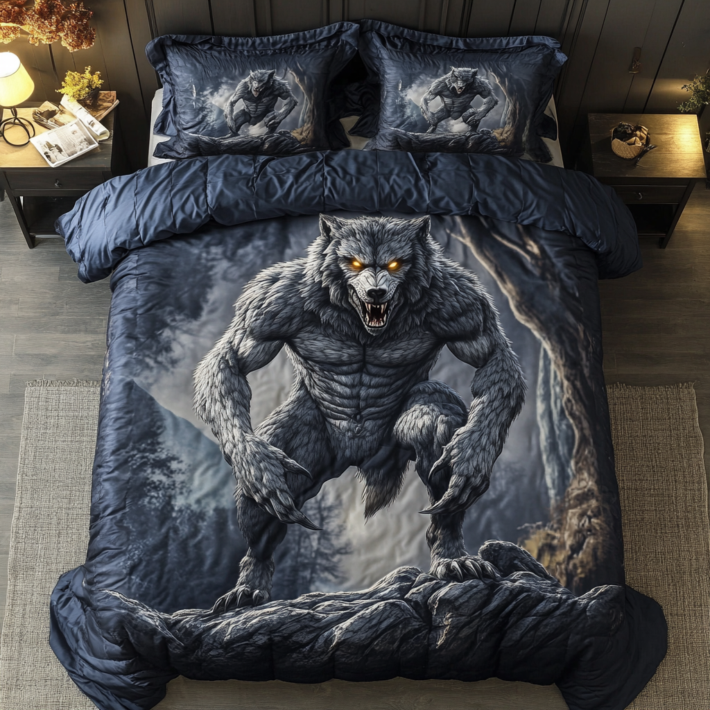 Wild Werewolf Quilted Bedding Set Fantasy Themed Bedroom Best Christmas Gift Ideas 