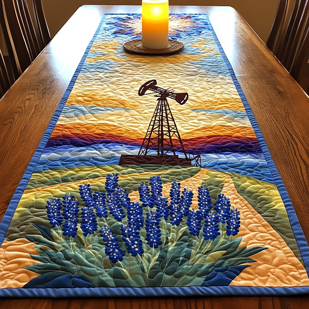 Wild West Blooms Quilted Table Runner Dinner Table Decor Patriotic Texan Gifts