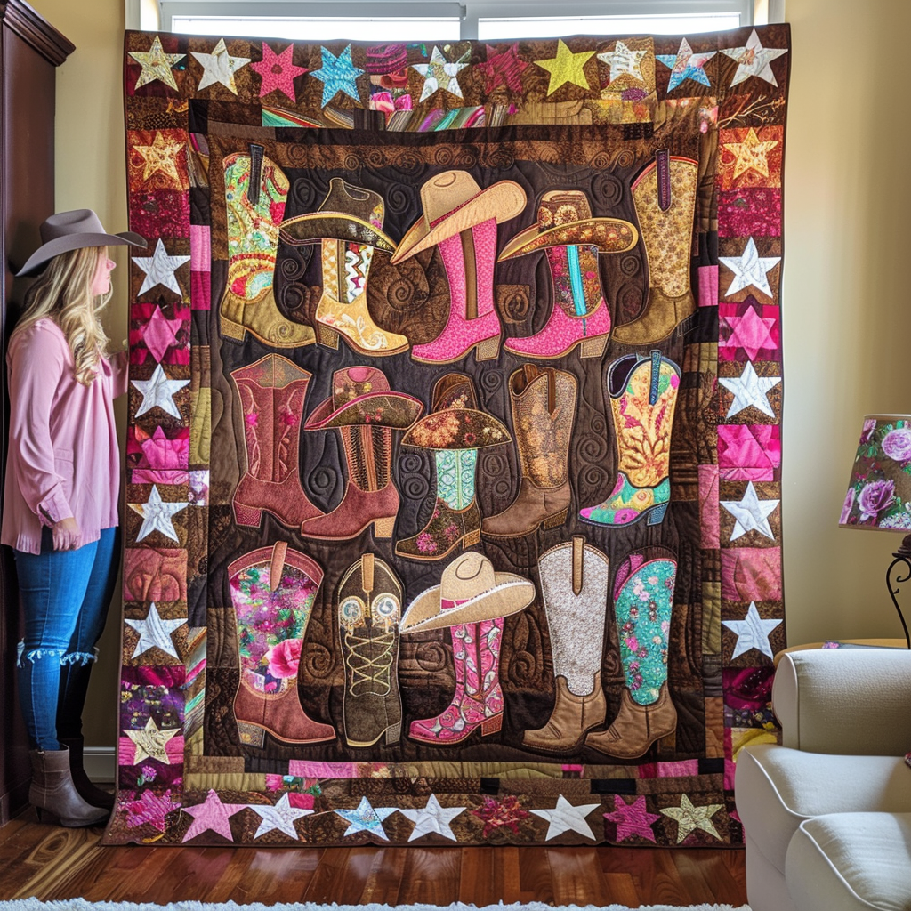 Wild West Comfort Quilted Blanket Presents For Cow Lovers