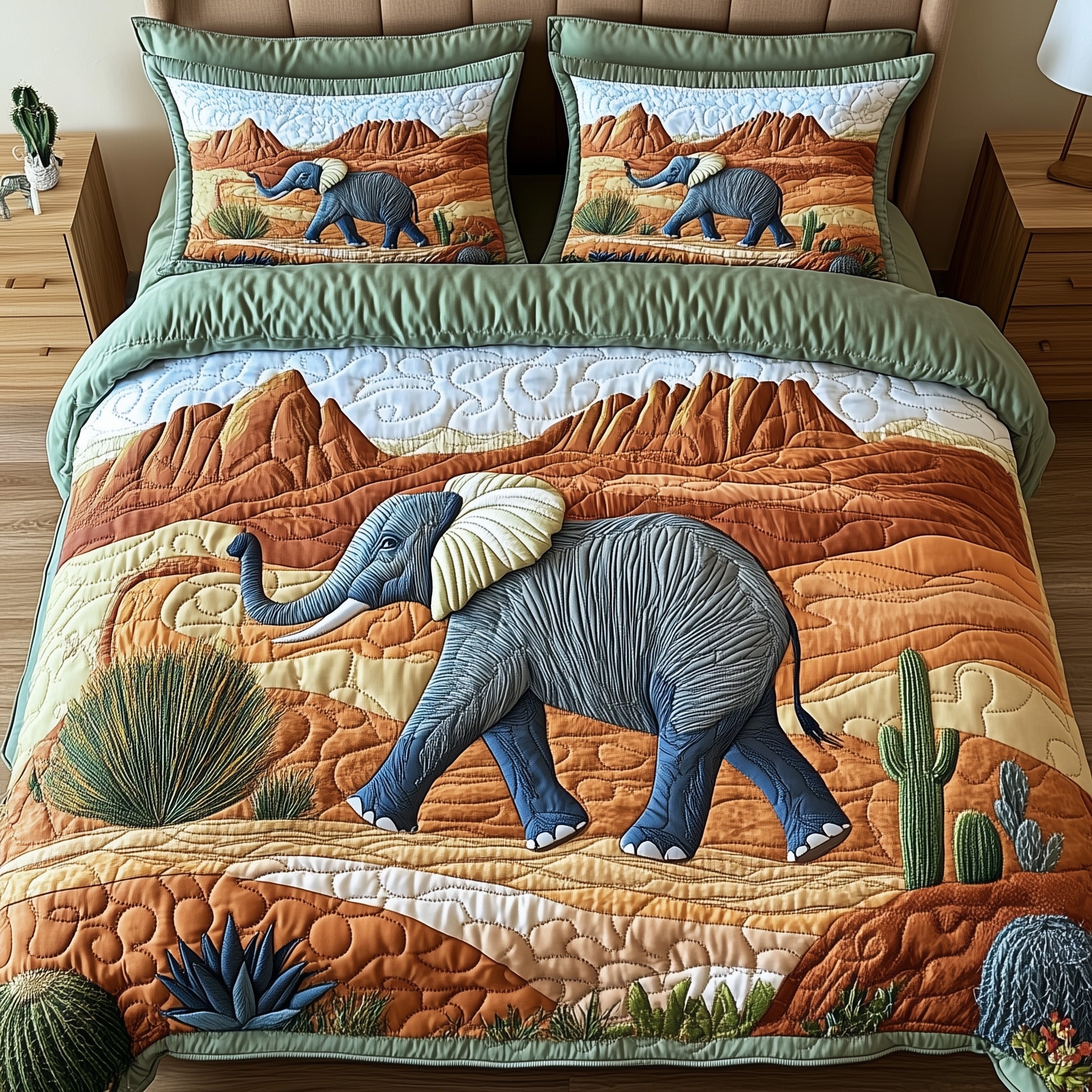 Wild West Elephant Quilted Bedding Set Classic Style