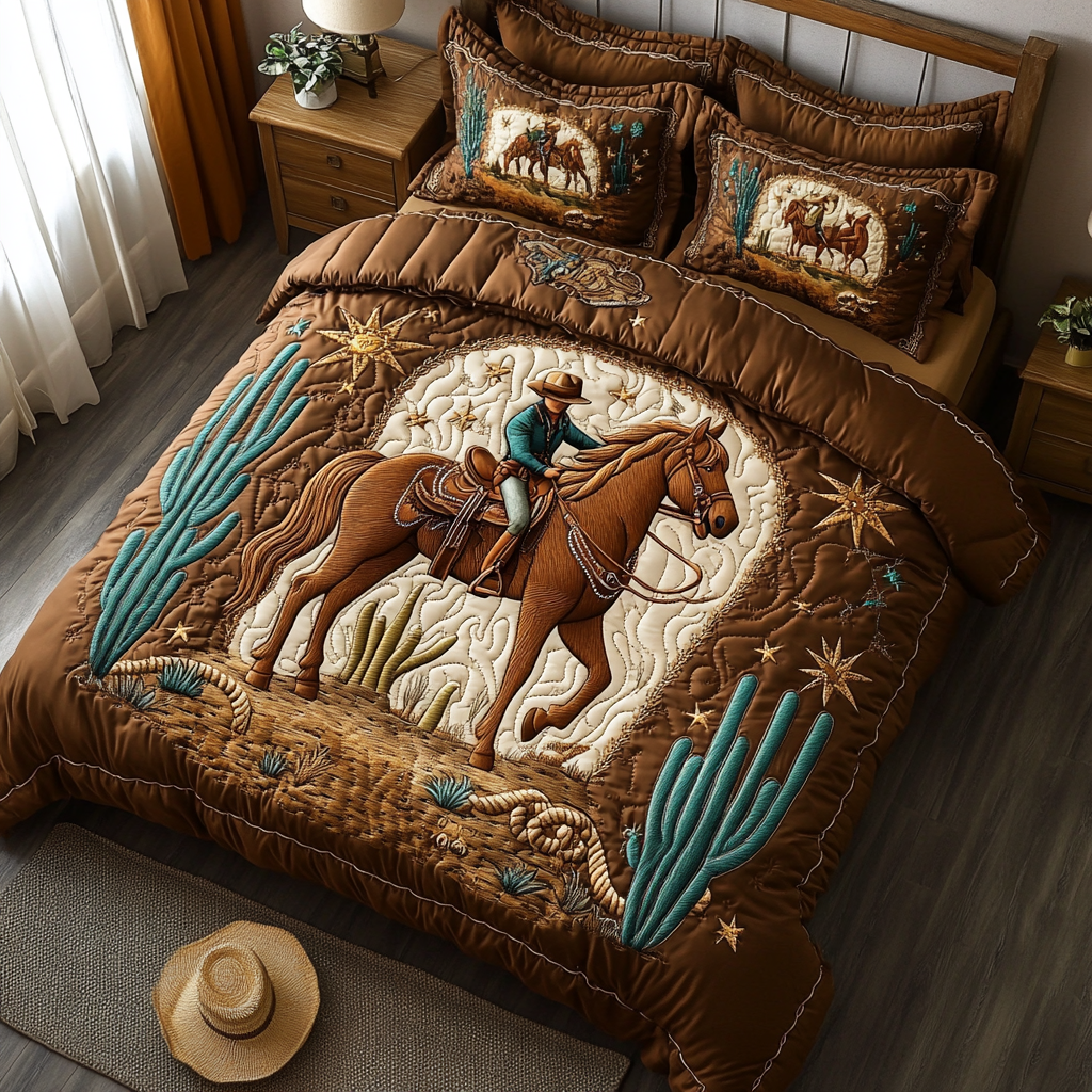 Wild West Haven Quilted Bedding Set Christmas Bedding Duvet Cover Old Western Gifts