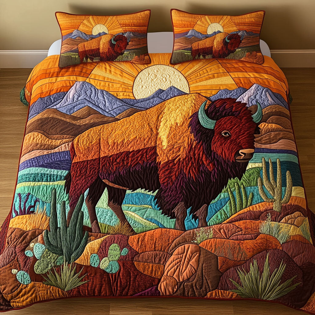 Wild West Legacy Quilted Bedding Set Bed Decor Ideas Unique Gifts For Bison Lovers