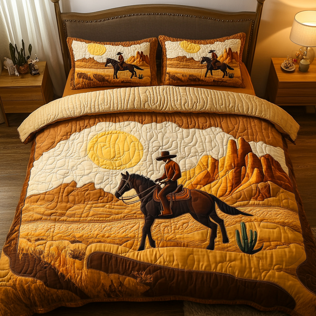 Wild West Quilted Bedding Set Holiday Duvet Cover Set Gifts For Western Lovers